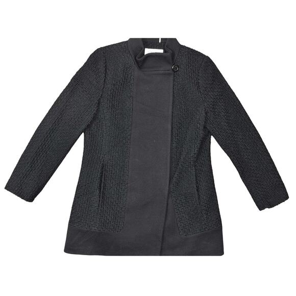 Calvin Klein Women's Wool Blend Jacket Coat Black Sz 10 Long Sleeve Snap Button - Picture 1 of 7